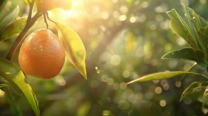 Sun-kissed Orange on a Branch