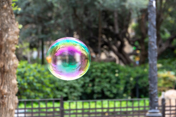 Soap Bubbles by a street artist in a parc in Barcelona