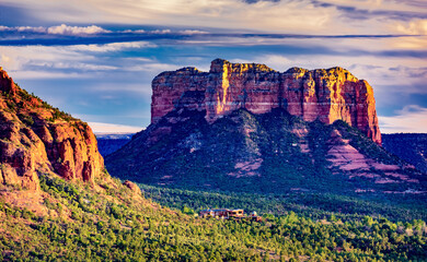 Courthouse Butte at dusk in Sedona from Airport Mesa - 783963687