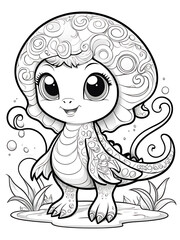 Octopus coloring page  coloring drawingwhite background, white color ai generated 