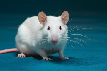 White rat in lab setting as a test subject
