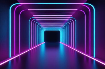Abstract cycled background. Infinity neon tunnel background. Technology futuristic background.