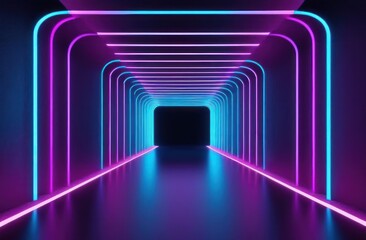 Abstract cycled background. Infinity neon tunnel background. Technology futuristic background.