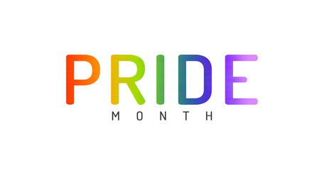 letters that say pride month with representative lgbt colors