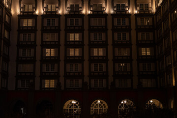 Looking out at hotel rooms at night in Mexico City