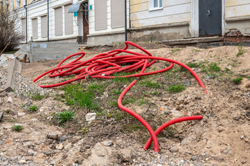 Corrugated pipes for laying cables buried in the ground.