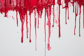 Red dripping paint isolated on white background