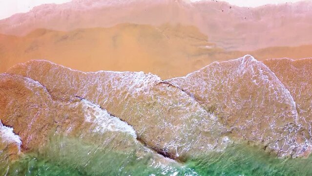 Nature background video clip for summer, waves and beach, free space for content.