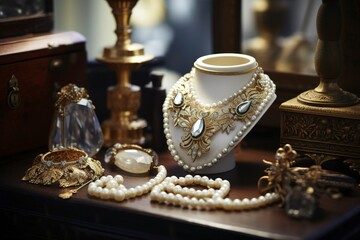 Fototapeta premium Vintage Elegance with Antique Jewelry high quality details,