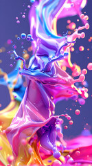 Colorful Abstract Liquid Flow with Splashing Drops - 783971811
