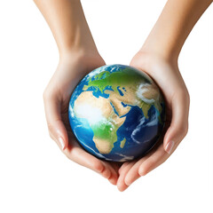 Concept - healing the Earth. Globe in hands. Illustration on a transparent background