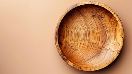 Empty wooden bowl on the background