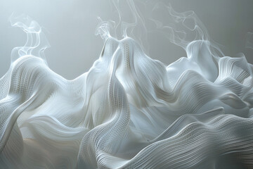 Flowing Gossamer Silk on White Background.