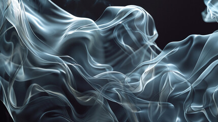 Smoke on room floor. Cigarette smoke. Fairytale smoke moves on black background. Panoramic view of the abstract fog. Swirling cloudiness, mystery mist or smog rolling low across the ground