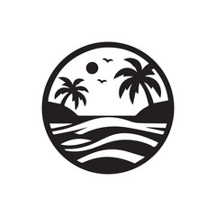 Fototapeta na wymiar minimalist beach logo on a white background