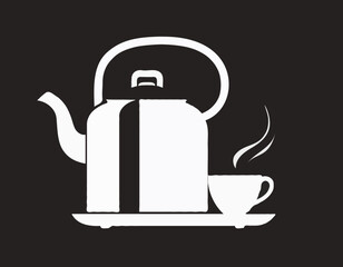 Black And White Tea Kettle Icon