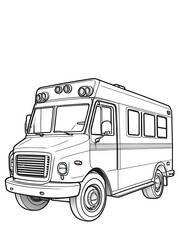 Ambulance coloring page  white color, white background,ai generated 