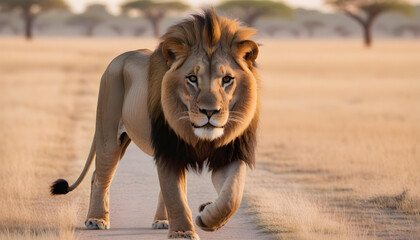 lion in the savannah