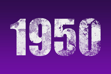 flat white grunge number of 1950 on purple background.