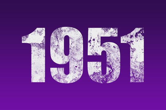 flat white grunge number of 1951 on purple background.