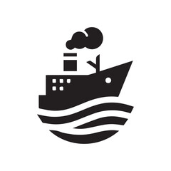 minimalist ship logo on a white background