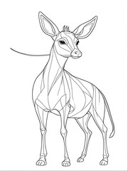 Naklejka premium Easy one line animals coloring page, outline, white color, white background, ai generated 