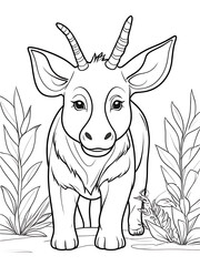 Easy one line animals coloring page, outline, white color, white background, ai generated 