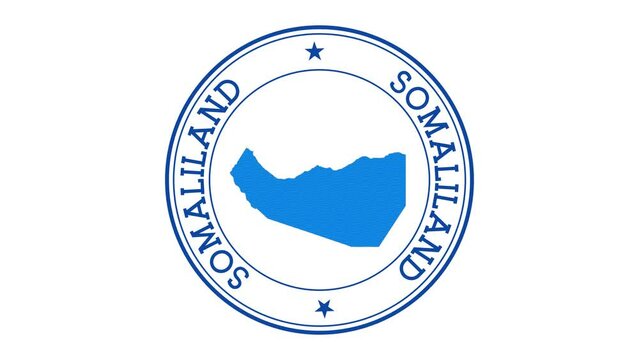 Somaliland intro. Badge with the circular name and map of country. Somaliland round logo animation.
