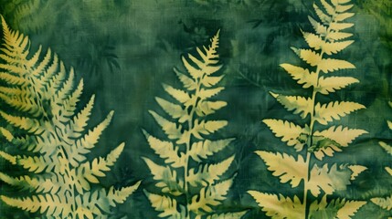 fabric texture background with fern leaves