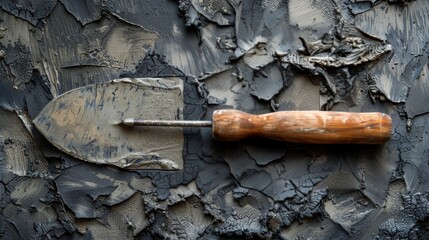 Shovel and Wooden Handle Mounted on Wall