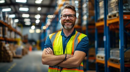 Confident Warehouse Worker Smiling