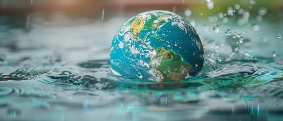 Water conservation and global environmental protection. Ideas related to Earth, globe, ecology, nature, and planet, Generative AI.