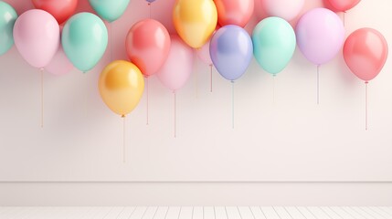 Background or banner with multicolor balloons. 3d poster for greeting or advertising.