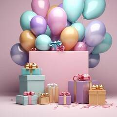 Birthday background with realistic balloons