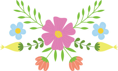  Flowers and leaves on a transparent background. Isolated vector illustration.