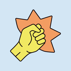 Punch, raised up clenched fist vector icon - 783982645