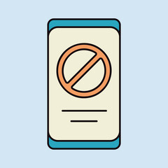 Prohibition sign on smartphone screen vector icon - 783983066