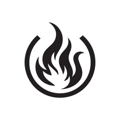 minimalist fire logo on white background