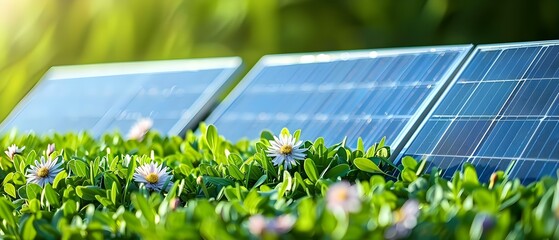 Harnessing Sunlight: The Harmony of Solar Power and Nature. Concept Renewable Energy, Solar Panels, Sustainable Living, Environmental Impact, Green Technology