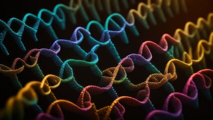 DNA sequence closeup isolated on black background as graphical element for genetic scientific experiment or mapping sequencing. Creative, AI Generated