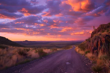 Fotobehang Sunset Wilderness: A Desert Road Trip through New Mexico's Vibrant Landscape © Carolyn
