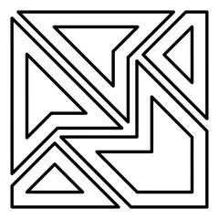 Twisted lines. Intertwined pattern. Line design, geometric scrollwork, seamless shape, modern and unique Islamic drawing, black and white