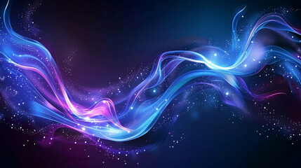 Mystical blue and purple abstract background with starry elements and swirling patterns