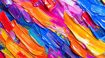 Vibrant Abstract Acrylic Paint Strokes on Canvas - 783985272