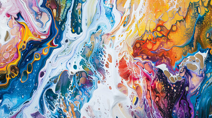 Vibrant Abstract Fluid Art Background with Swirling Color Patterns - 783985427
