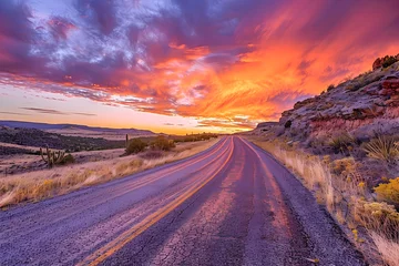 Foto op Plexiglas Sunset Wilderness: A Desert Road Trip through New Mexico's Vibrant Landscape © Carolyn