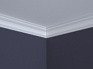 The ceiling cornice is white. 3D Render.