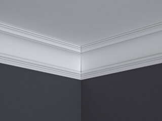 The ceiling cornice is white. 3D Render.