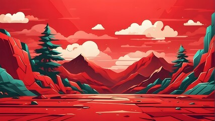 Comic-Style Flat Design Background with a Vibrant Red Color Scheme