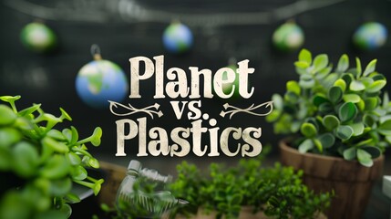 Planet vs plastics  theme banner. - obrazy, fototapety, plakaty